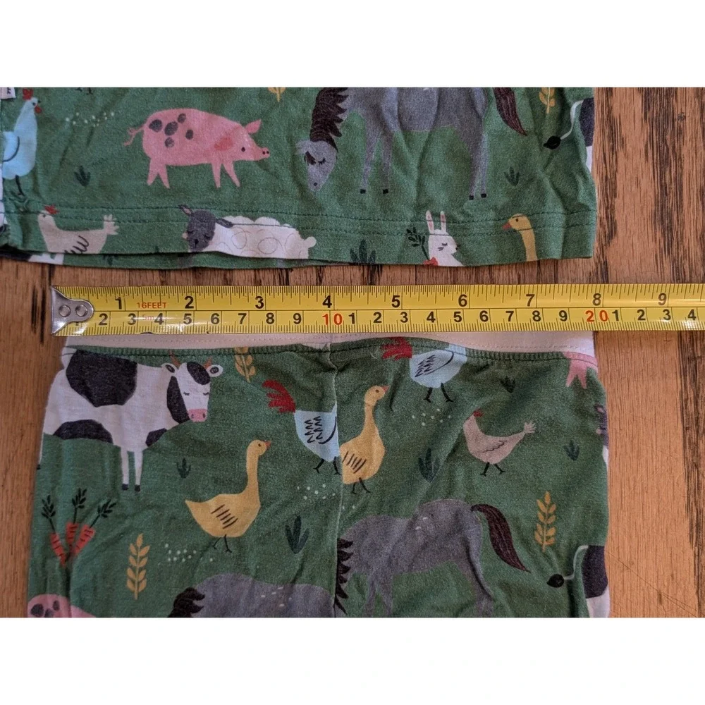 Little Sleepies Green Farm Animals 2T 2 Piece Pajama Set Bamboo Viscose Retired